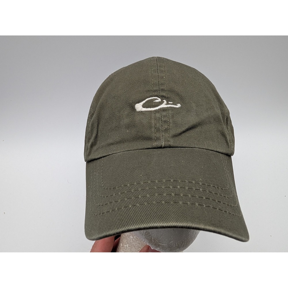 Drake Waterfowl Systems Mens Olive Green Embroidered Logo Baseball Cap Hat OSFM
